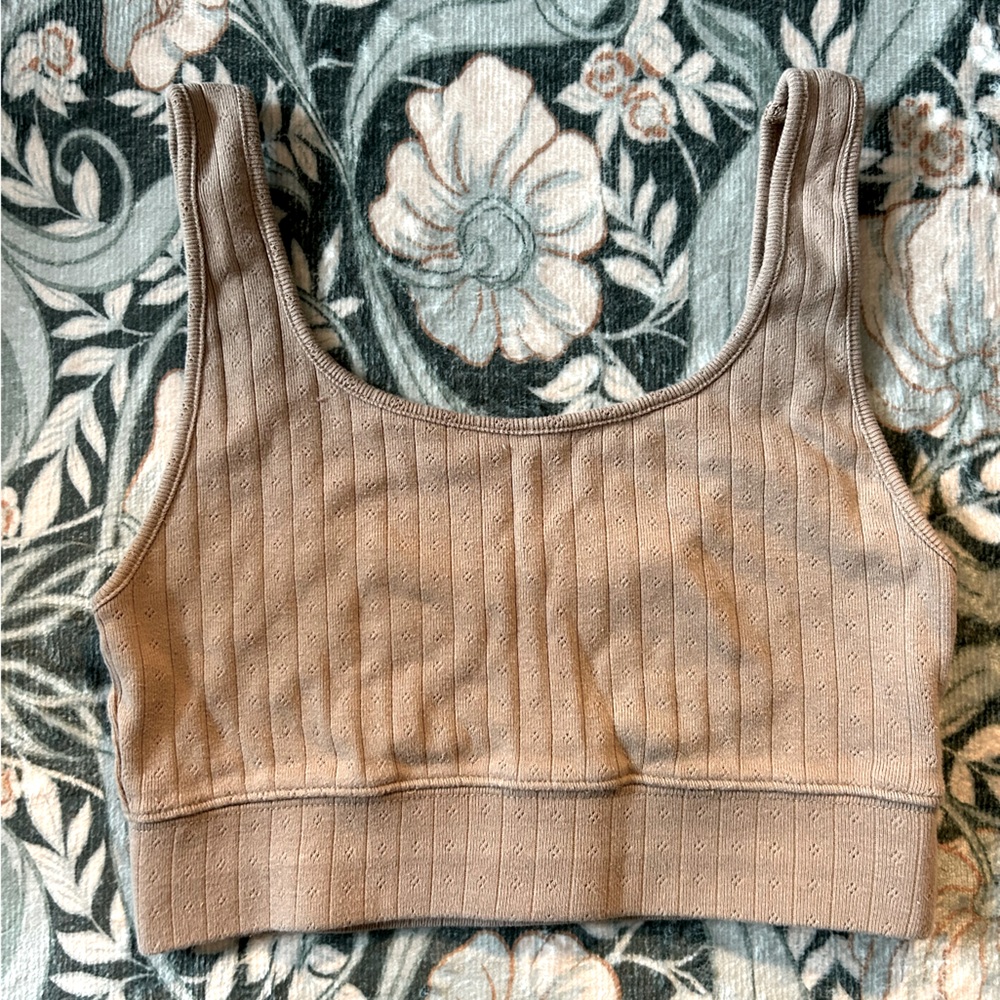 American Eagle Cappuccino Pointelle 100% Cotton Bralette Tank Top